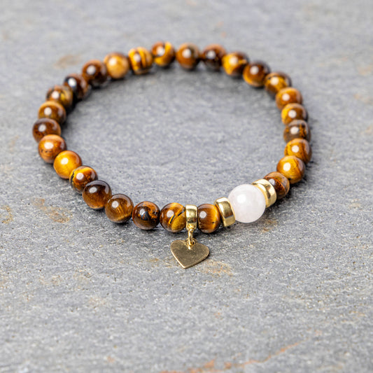 Armband AMARA | Tijgeroog & Rozenkwarts