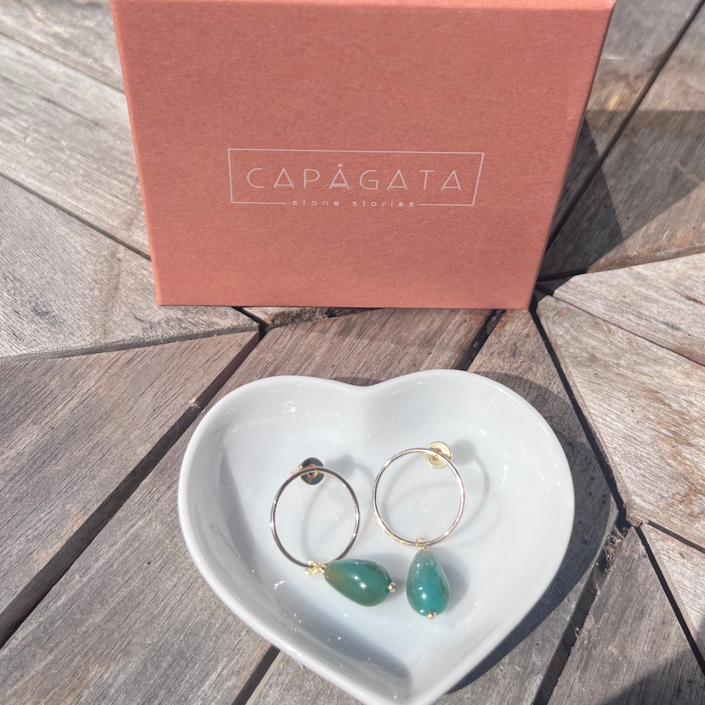 Oorbellen CLARA | Groene agaat