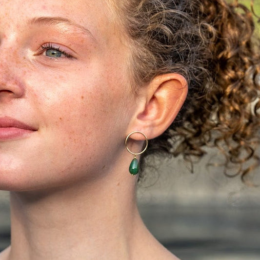 Oorbellen CLARA | Groene agaat