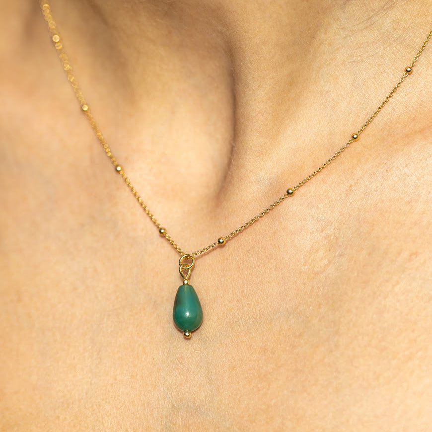 Halsketting CLARA | Groene agaat