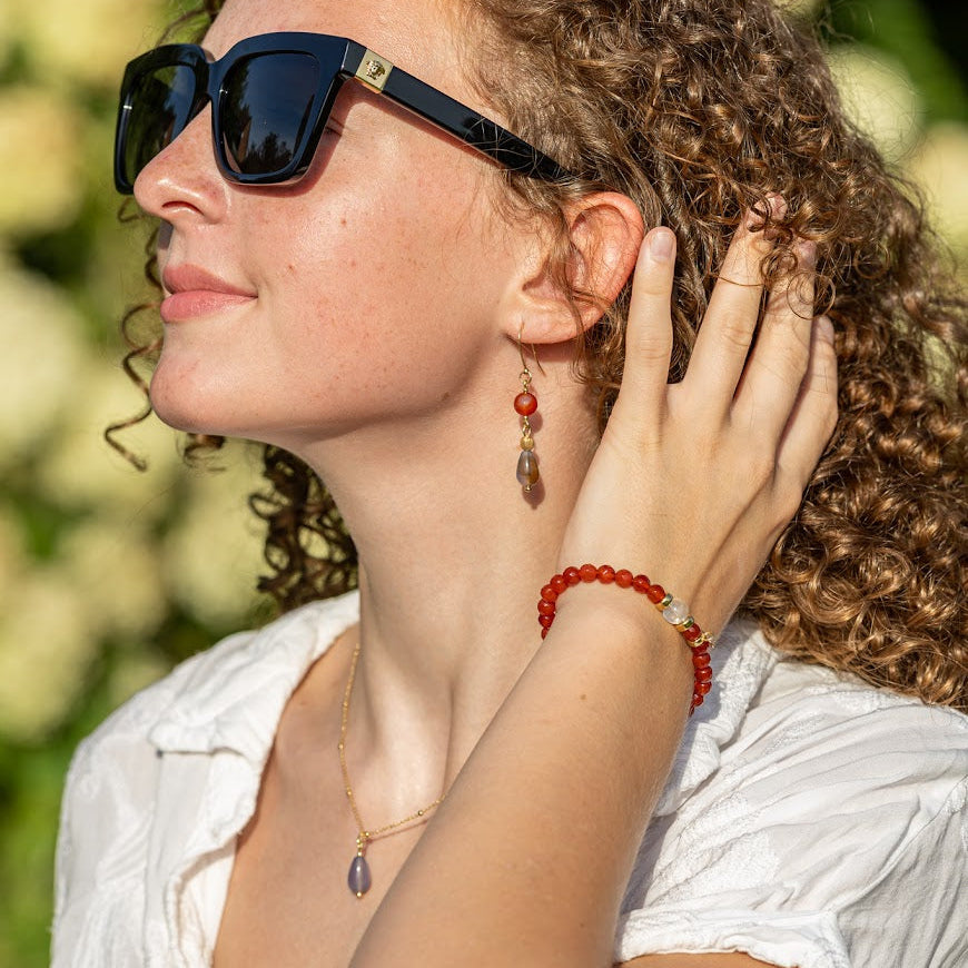 Oorbellen SOLANA | Carneool/Blauwe Agaat